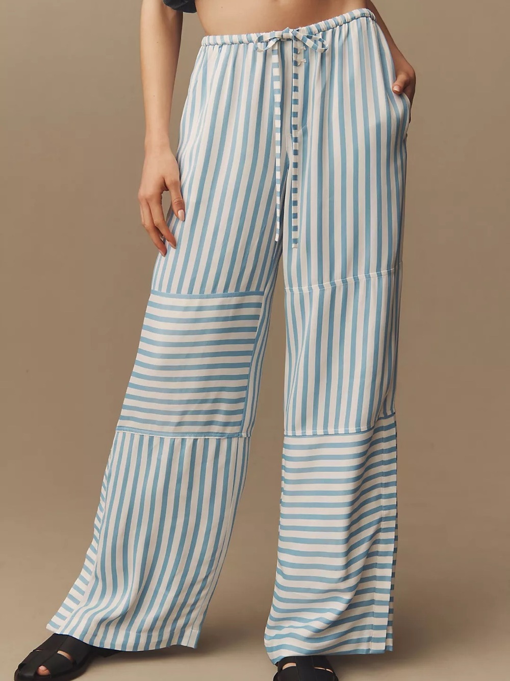 Anthropologie| Maeve| Blue & White Striped Loose Drawstring PJ Bottom Pants Sz S